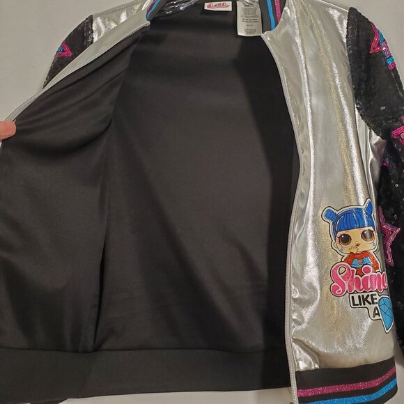 LOL Surprise Girls Silver Bomber Jacket Shine Like A Diamond M/M (7/8) - Picture 8 of 12